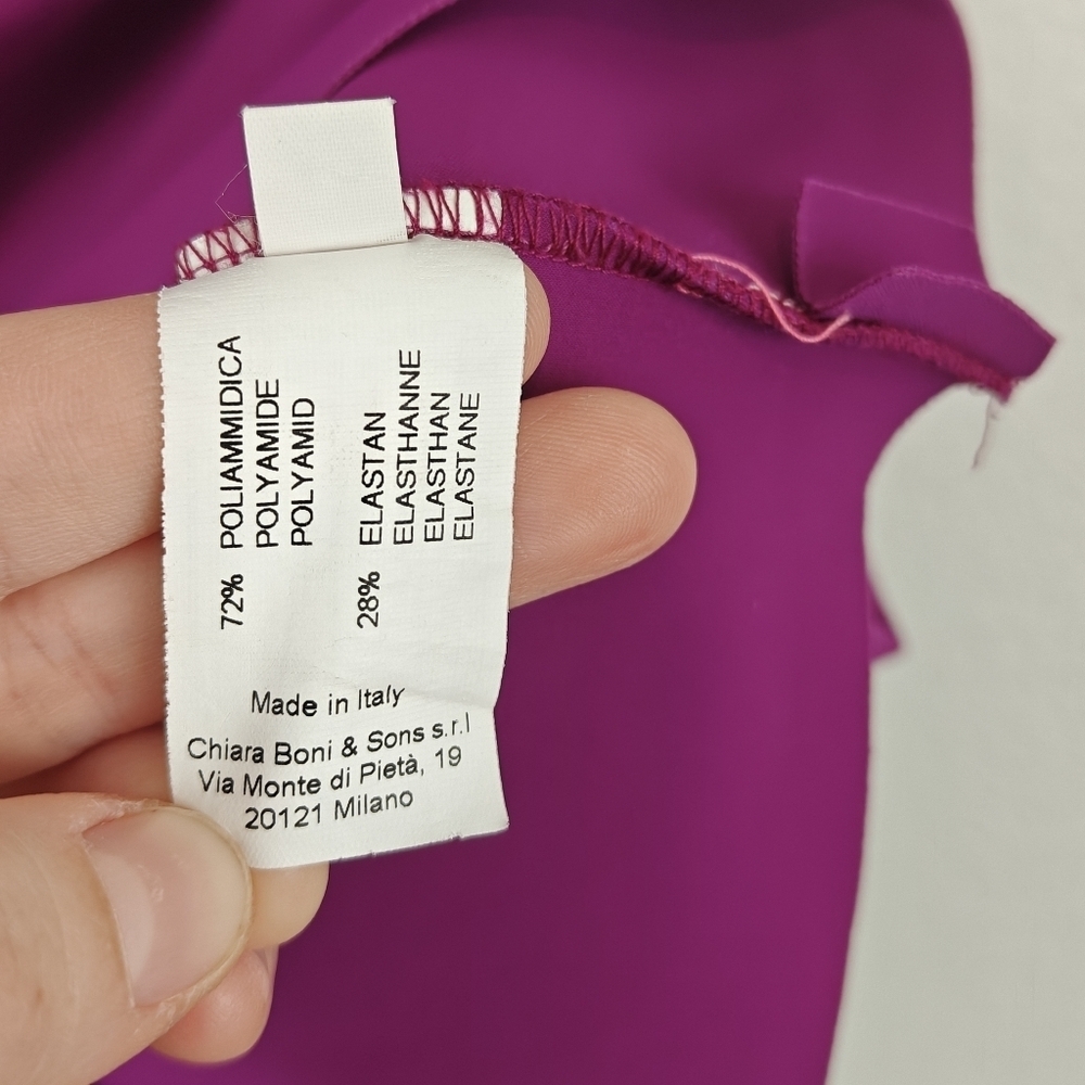 Chiara Boni La Petite Robe Magenta Ruched Sheath Dress 6 Luxury Stretch Cocktail - Picture 16 of 16